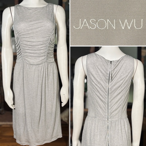 Jason Wu Grey Malin Shirred Bodice Sleeveless Tencel & Silk Dress Szs 6 & 8